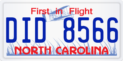 NC license plate DID8566