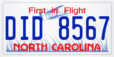 NC license plate DID8567