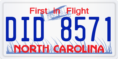 NC license plate DID8571