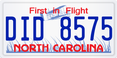 NC license plate DID8575