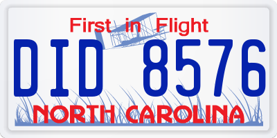 NC license plate DID8576