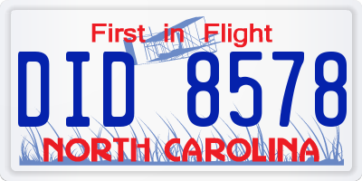 NC license plate DID8578