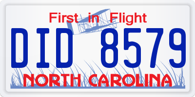 NC license plate DID8579