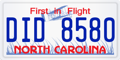 NC license plate DID8580