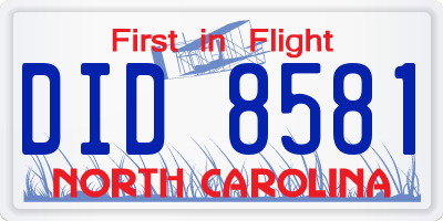 NC license plate DID8581