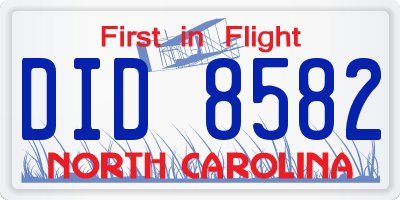 NC license plate DID8582