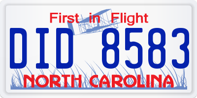 NC license plate DID8583
