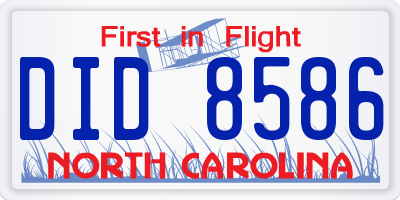 NC license plate DID8586