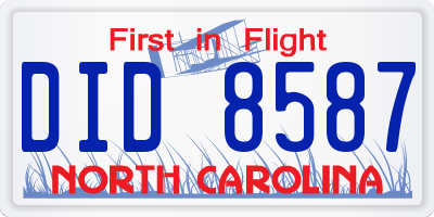 NC license plate DID8587