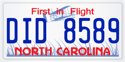 NC license plate DID8589