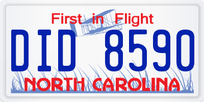 NC license plate DID8590
