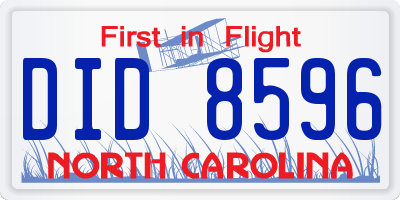 NC license plate DID8596