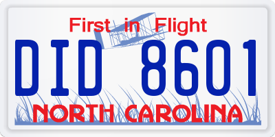 NC license plate DID8601
