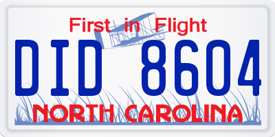 NC license plate DID8604