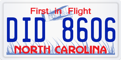 NC license plate DID8606