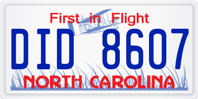NC license plate DID8607