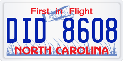 NC license plate DID8608