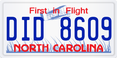 NC license plate DID8609