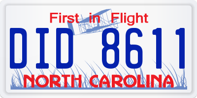 NC license plate DID8611