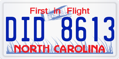 NC license plate DID8613