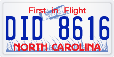 NC license plate DID8616