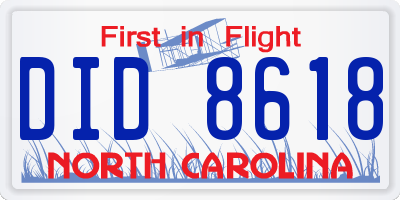 NC license plate DID8618