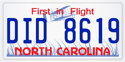 NC license plate DID8619