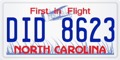NC license plate DID8623