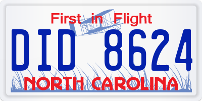 NC license plate DID8624