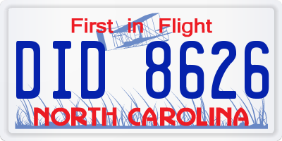 NC license plate DID8626