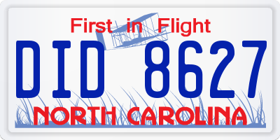 NC license plate DID8627