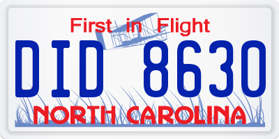 NC license plate DID8630