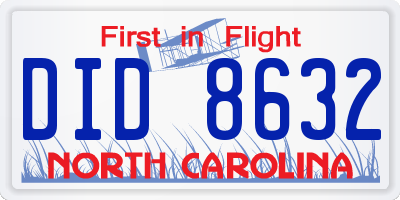 NC license plate DID8632