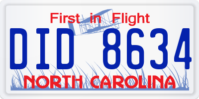 NC license plate DID8634