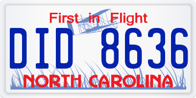 NC license plate DID8636