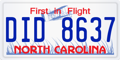 NC license plate DID8637