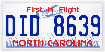 NC license plate DID8639