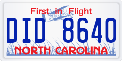 NC license plate DID8640