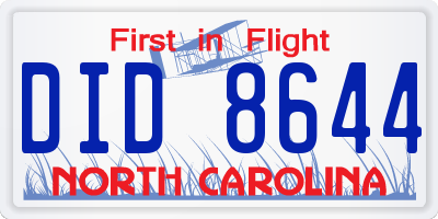 NC license plate DID8644
