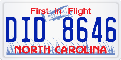 NC license plate DID8646