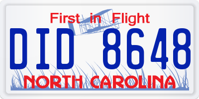 NC license plate DID8648