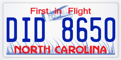 NC license plate DID8650