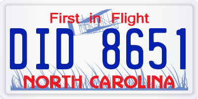 NC license plate DID8651