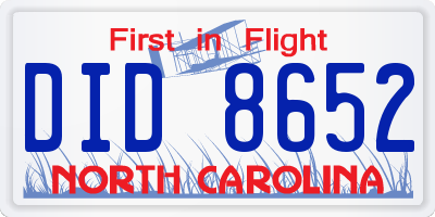 NC license plate DID8652