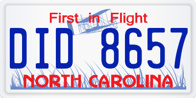 NC license plate DID8657