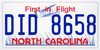 NC license plate DID8658