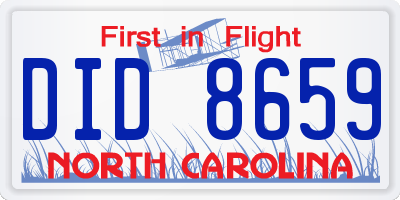 NC license plate DID8659