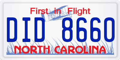NC license plate DID8660