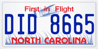 NC license plate DID8665