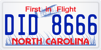 NC license plate DID8666
